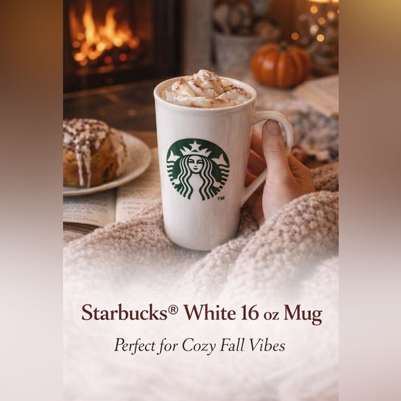 Starbucks White Ceramic Mug 16 fl oz EUC Cozy Fall Mug - Picture 17 of 17